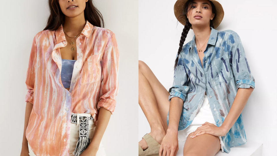 This tie-dye top is just $35 at Anthropologie right now.