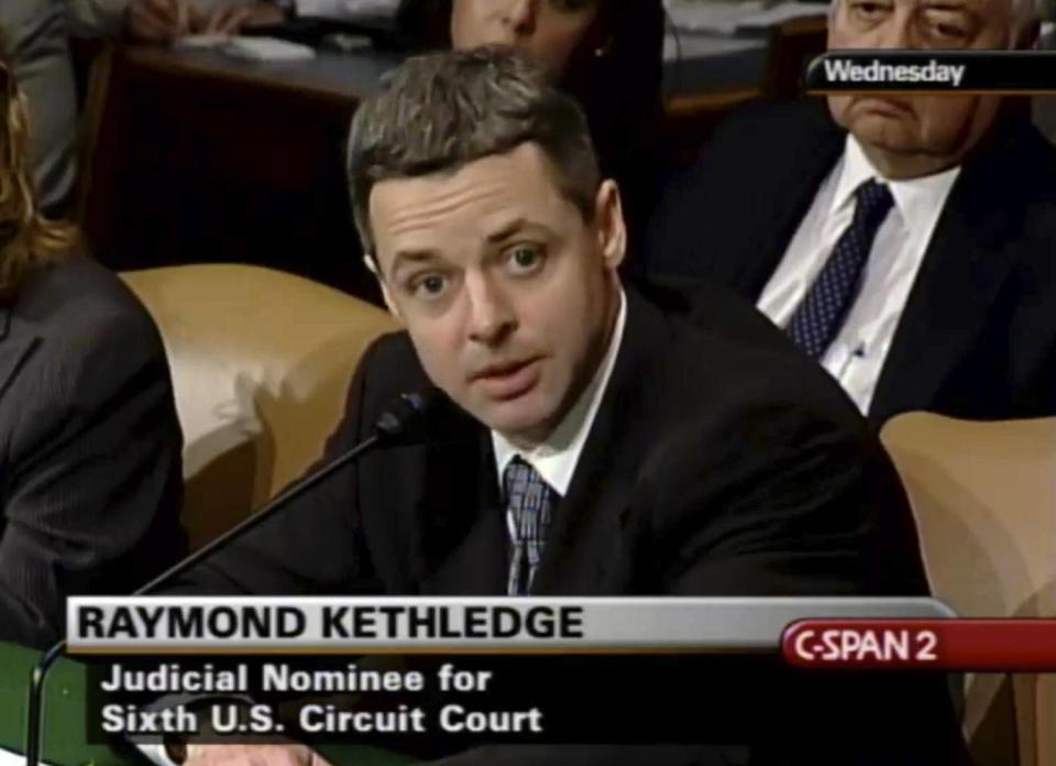 Raymond Kethledge testifies during his confirmation hearing for the Sixth US Circuit Court on Capitol Hill in Washington. (C-SPAN via AP)