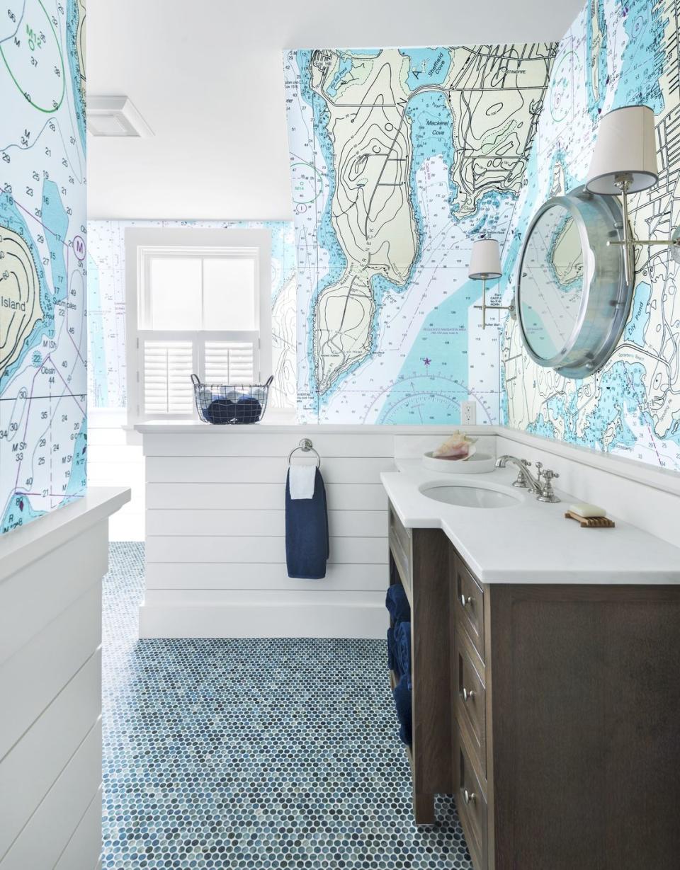 Maps as Bathroom Wallpaper
