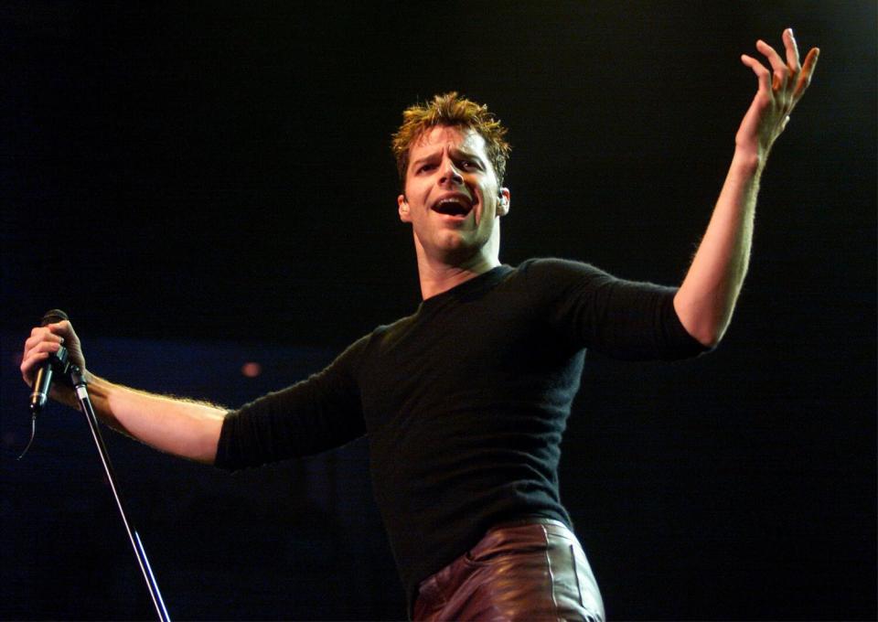 Latin pop star Ricky Martin performs during a concert in Las Vegas in 1999.