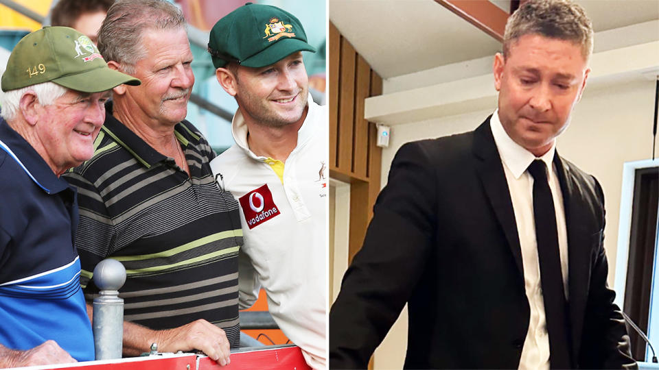 Michael Clarke, pictured here with his grandfather and father.