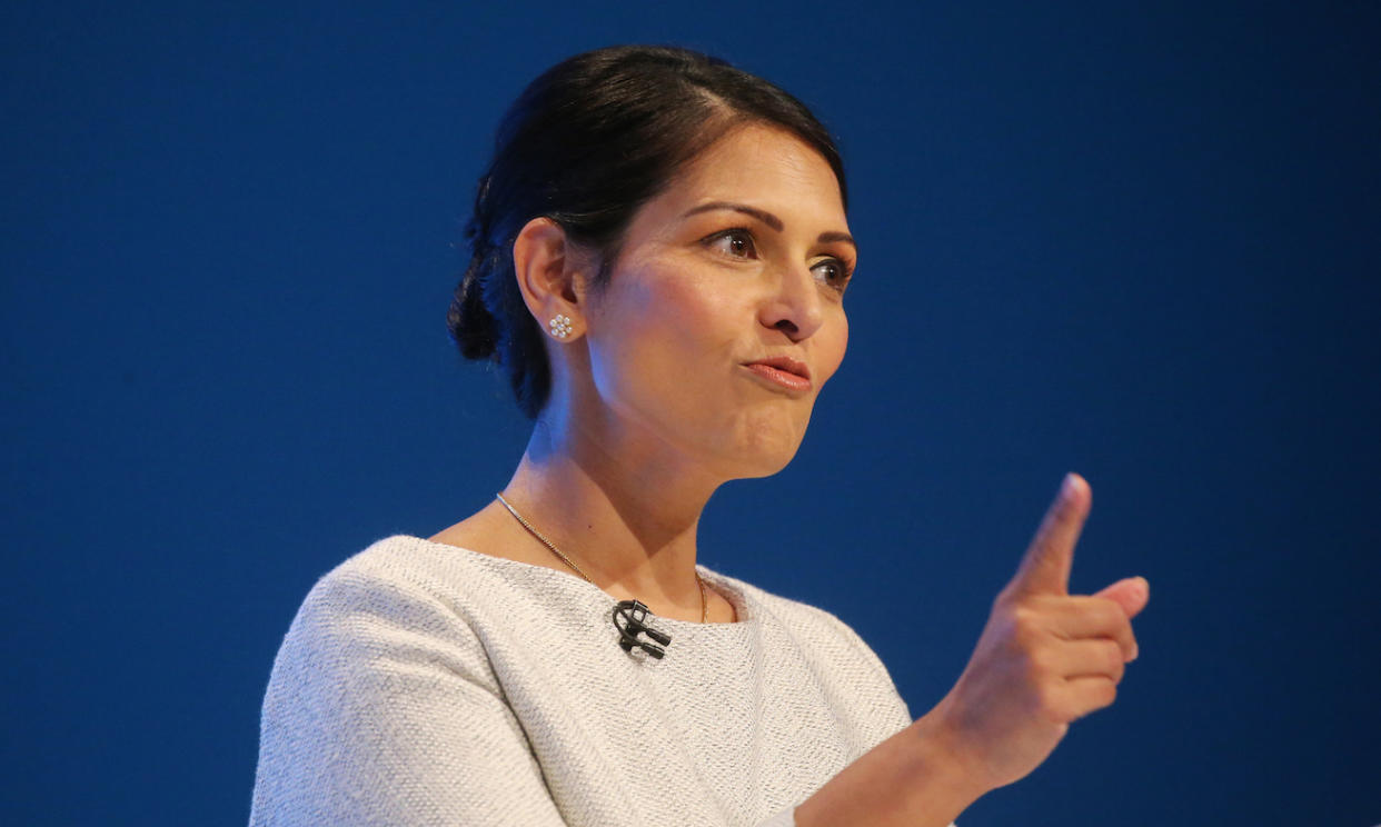 Home Secretary Priti Patel delivers her keynote speech on the third day of the Conservative Party Conference being held at the Manchester Convention Centre. Picture dated: Tuesday October 1, 2019. Photo credit should read: Isabel Infantes / EMPICS Entertainment.