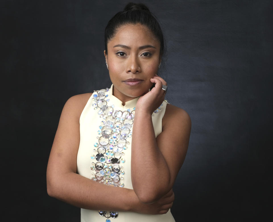 FILE - In this Feb. 4, 2019 file photo, Yalitza Aparicio, nominated for an Oscar for best actress for her role in "Roma," poses for a portrait at the 91st Academy Awards Nominees Luncheon in Beverly Hills, Calif. The Oscars will be held on Sunday. (Photo by Chris Pizzello/Invision/AP, File)