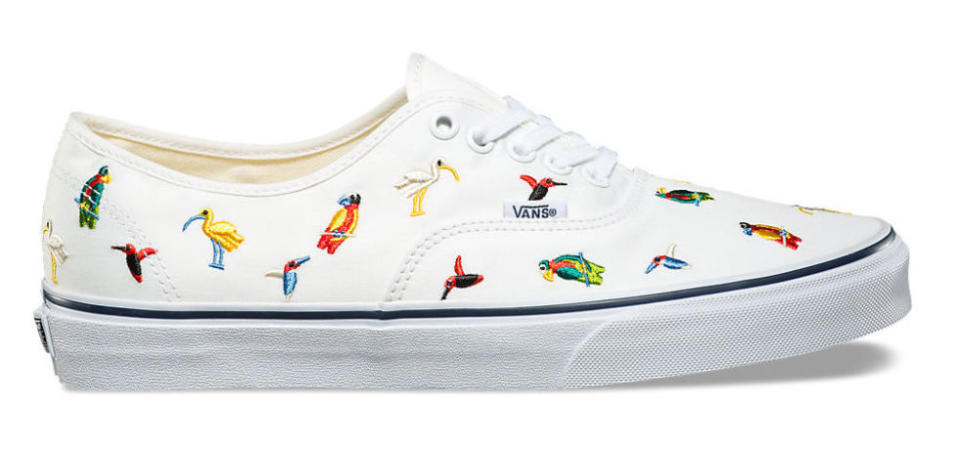 <p>Bird Embroidery Authentic Sneakers, $70, <a rel="nofollow noopener" href="http://www.vans.com/shop/bird-embroidery-authentic-true-white" target="_blank" data-ylk="slk:vans.com.;elm:context_link;itc:0;sec:content-canvas" class="link "><u>vans.com.</u></a> </p>