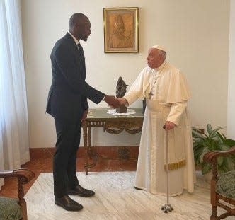 Bismack Biyombo and Pope Francis.