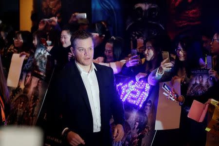 Actor Matt Damon attends a red carpet event promoting Chinese director Zhang Yimou's latest film "Great Wall" in Beijing, China December 6, 2016. REUTERS/Jason Lee