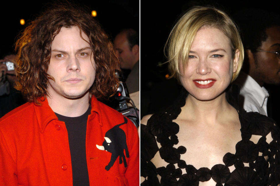 <p>Zellweger met White Stripes rocker White on the set of 2003's <em>Cold Mountain,</em> in which he had a small role as a troubadour. Although White preferred his hometown of Detroit to Hollywood hot spots, the couple quietly dated for more than a year and a half. <a href="https://people.com/celebrity/rene-zellweger-and-rocker-boyfriend-split/" rel="nofollow noopener" target="_blank" data-ylk="slk:After they split;elm:context_link;itc:0;sec:content-canvas" class="link ">After they split</a>, a source close to the actress told PEOPLE, "It was mutual. No scandal. No new relationships."</p>