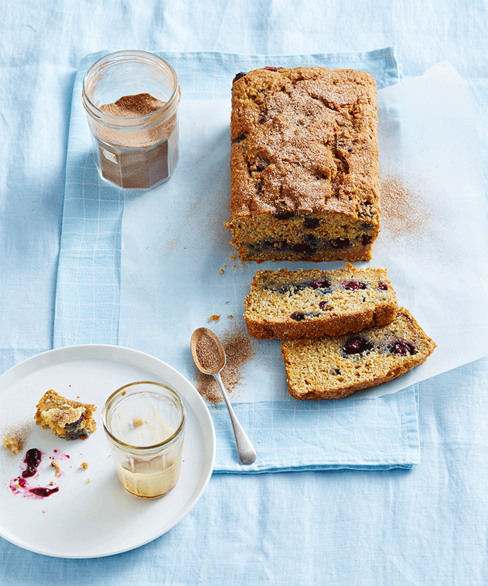 Blueberry, carrot and coconut loaf