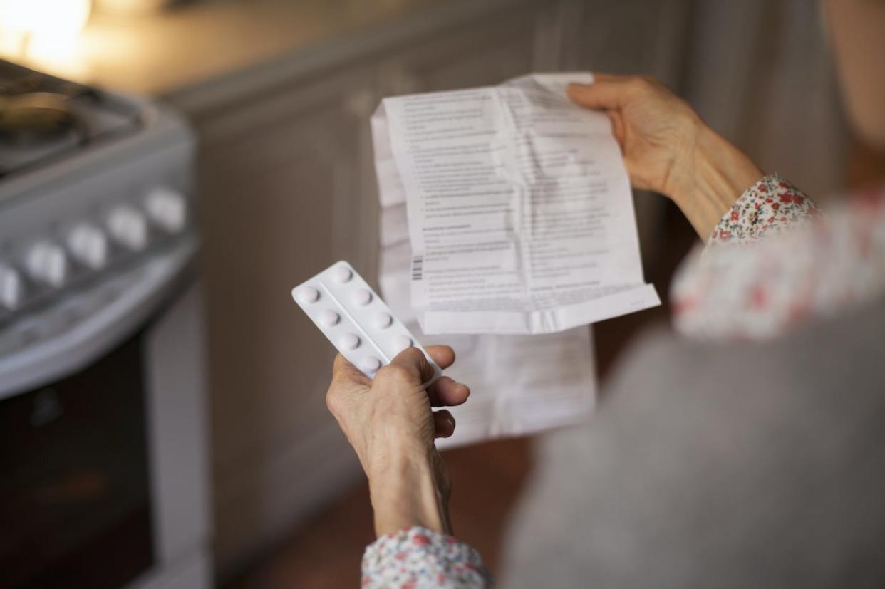 Package inserts contain information on the pharmacology of a drug. <a href="https://www.gettyimages.com/detail/photo/senior-woman-reading-package-insert-close-up-of-royalty-free-image/945662858" rel="nofollow noopener" target="_blank" data-ylk="slk:Kathrin Ziegler/DigitalVision via Getty Images;elm:context_link;itc:0;sec:content-canvas" class="link ">Kathrin Ziegler/DigitalVision via Getty Images</a>