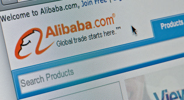 Close up of the Alibaba logo as seen on its website. (Editorial use only: ­print, TV, e-book and editorial website).