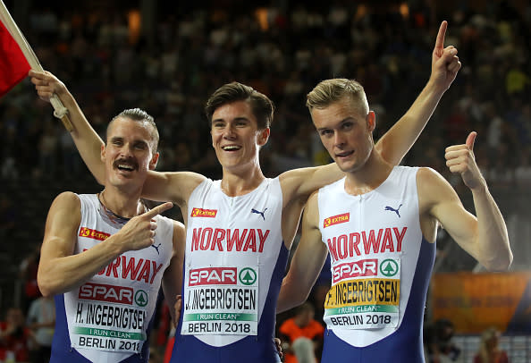 Ingebrigtsen brothers Henrik, Jakob, and Filip continued to dominate the European track scene this weekend. (Getty Images)