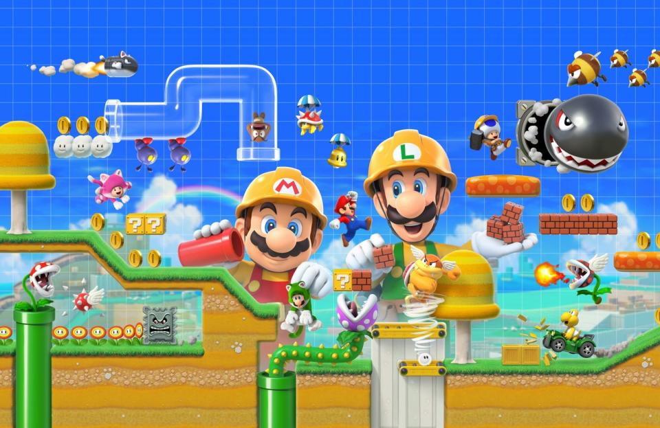 2019: Exklusiv für die Nintendo Switch erschien am 28. Juni 2019 mit "Super Mario Maker 2" ein Handwerkszeug, mit dem Fans ihre eigenen Level mit einem intuitiv erlernbaren Baukasten-System erstellten. Die Ergebnisse konnten die kreativen Köpfe untereinander teilen und als Herausforderungen meistern. Der Vorgänger erschien 2015 für die Wii U. (Bild: Nintendo)