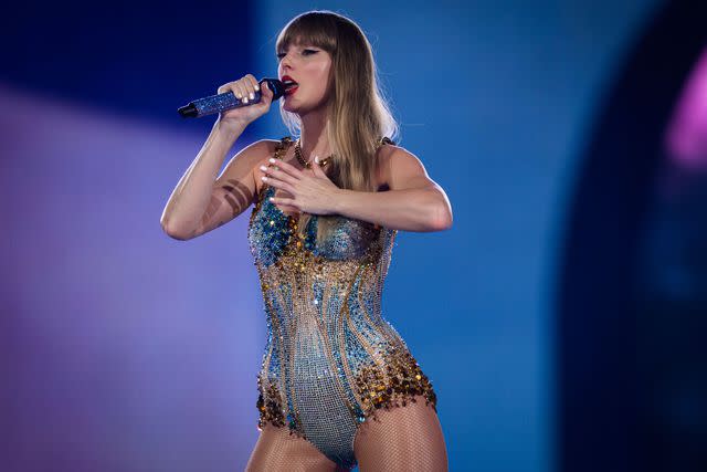 <p>James Gourley/Shutterstock</p> Taylor Swift performs Eras Tour in Sydney on Feb. 23, 2024