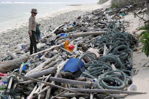 Dr Jennifer Lavers during the survey which revealed 238 tonnes of plastic was littered across the beaches of the Cocos (Keeling) Islands (Dr Jennifer Lavers)