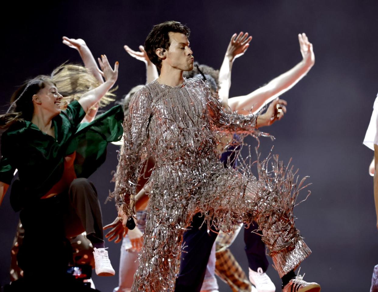 los angeles, california february 05 harry styles c performs onstage during the 65th grammy awards at cryptocom arena on february 05, 2023 in los angeles, california photo by kevin wintergetty images for the recording academy