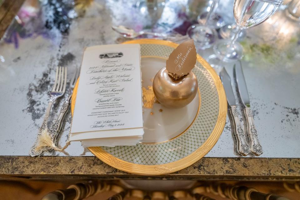 the east room os set for the teachers state dinner, thursday, may 2, 2024 official white house photo by erin scott