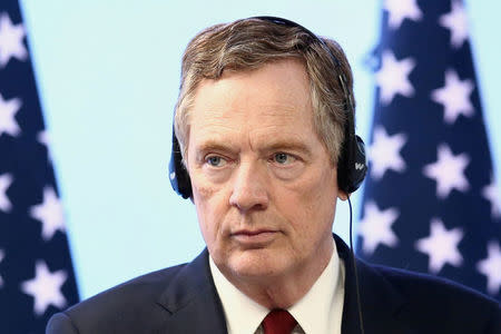 FILE PHOTO: U.S. Trade Representative Robert Lighthizer takes part in a joint news conference on the closing of the seventh round of NAFTA talks in Mexico City, Mexico March 5, 2018. REUTERS/Edgard Garrido/File Photo