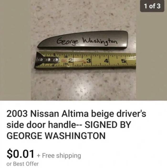 a car door handle supposedly signed by George Washington