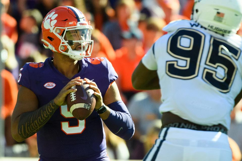 Clemson quarterback D.J. Uiagalelei threw for 241 yards Saturday against UConn but didn't seem to gain much trust from the home fans.