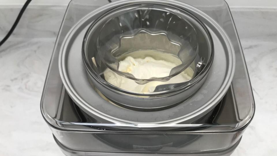 Cuisinart Pure Indulgence Ice Cream Maker making vanilla ice cream