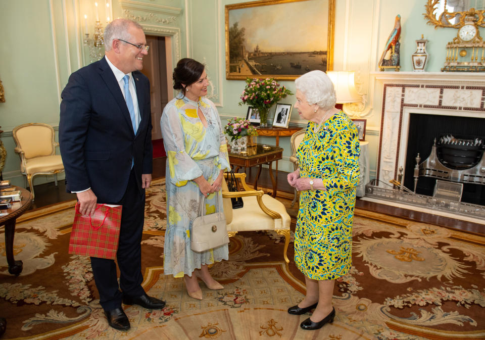 Australian Prime Minister Scott Morrison meets the Queen at Buckingham Palace