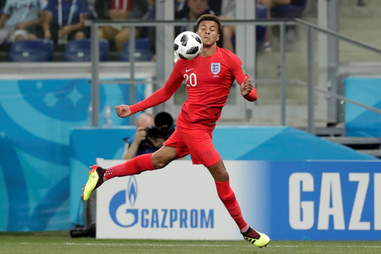 Feeling the strain: Dele Alli suffered a ‘minor’ thigh injury against Tunisia on Monday: REUTERS