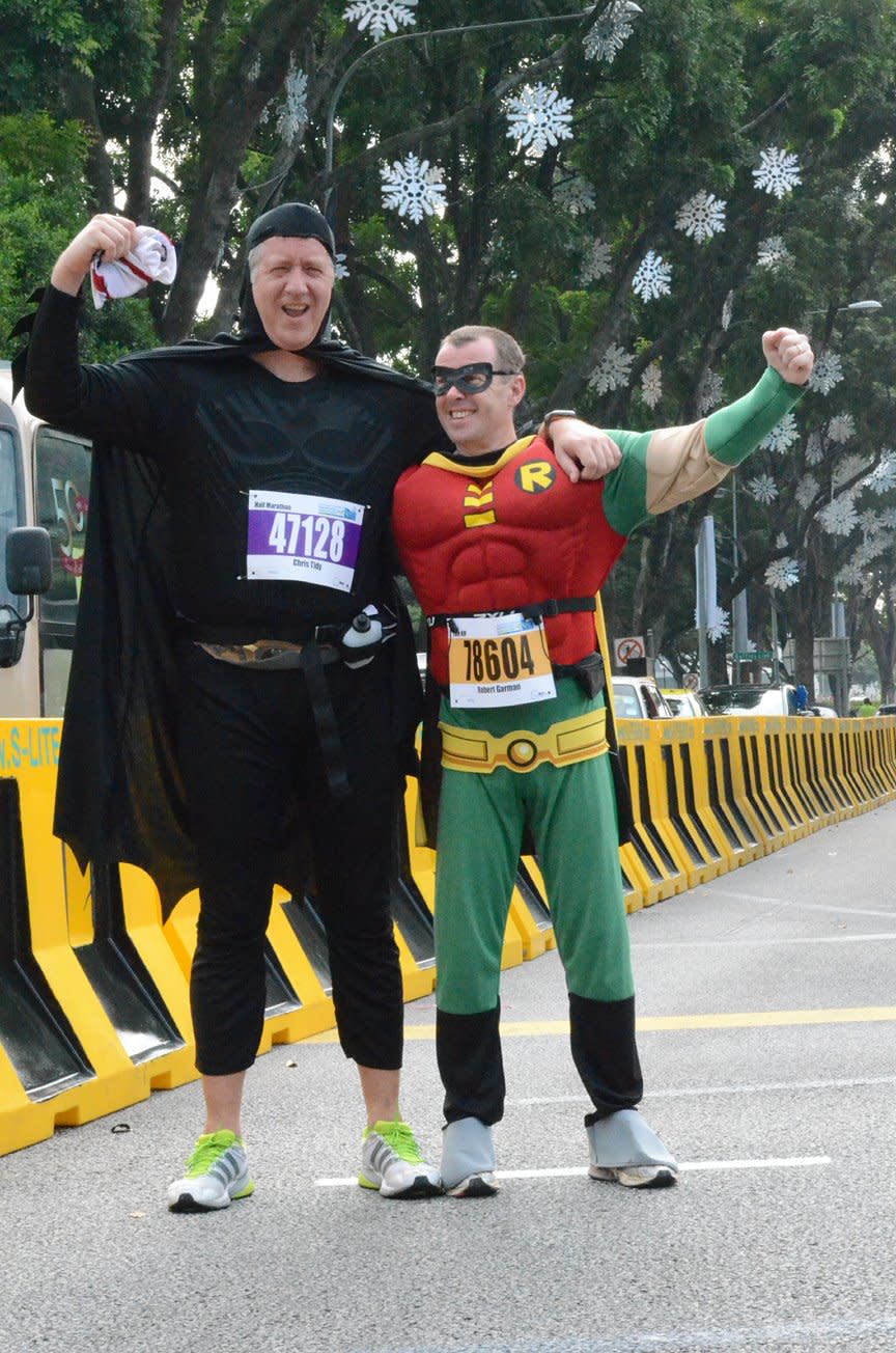 Batman and Robin decide to make an appearance at the marathon.