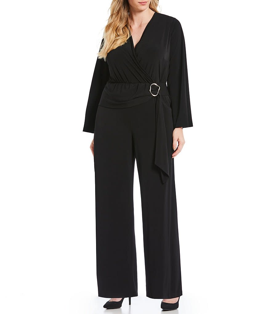 Calvin Klein V-Neck Long Sleeve Self Belt Jumpsuit (Photo: Dillard’s)