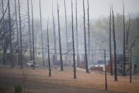 <p>A burned-out house is surrounded by charred ground and trees following a natural gas explosion at a pipeline complex on April 29, 2016, in Salem Township, Pa. The explosion caused flames to shoot above nearby treetops in the largely rural area, about 30 miles east of Pittsburgh, and prompted authorities to evacuate businesses nearby. <i>(Keith Srakocic/AP)</i></p>