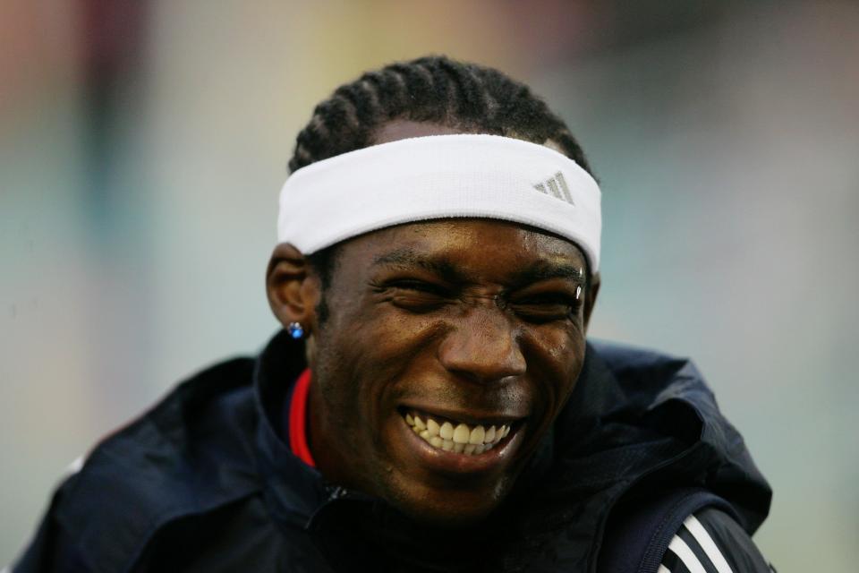 GOTHENBURG, SWEDEN - AUGUST 10: Phillips Idowu of Great Britain smiles as he waits to compete during the Men's Triple Jump Qualifying Round on day four of the 19th European Athletics Championships at the Ullevi Stadium on August 10, 2006 in Gothenburg, Sweden. (Photo by Julian Finney/Getty Images)