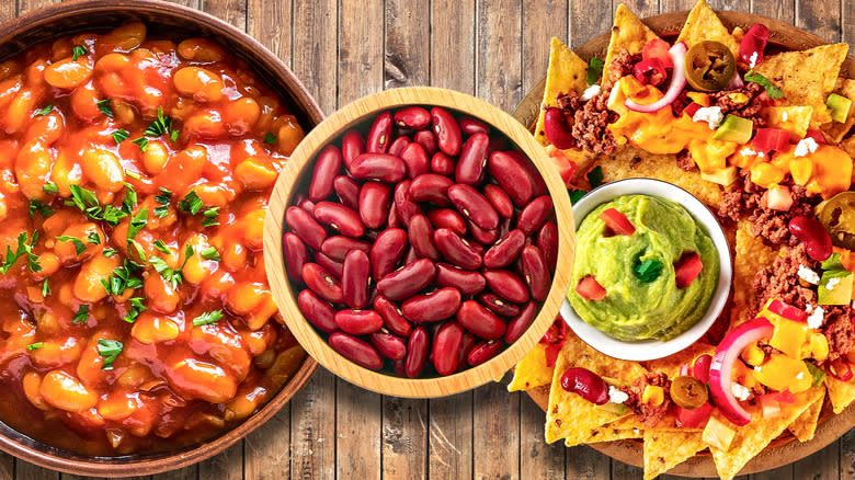 kidney beans with various dishes