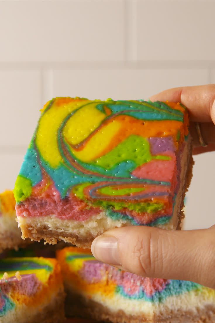 Rainbow Vanilla Cheesecake Bars