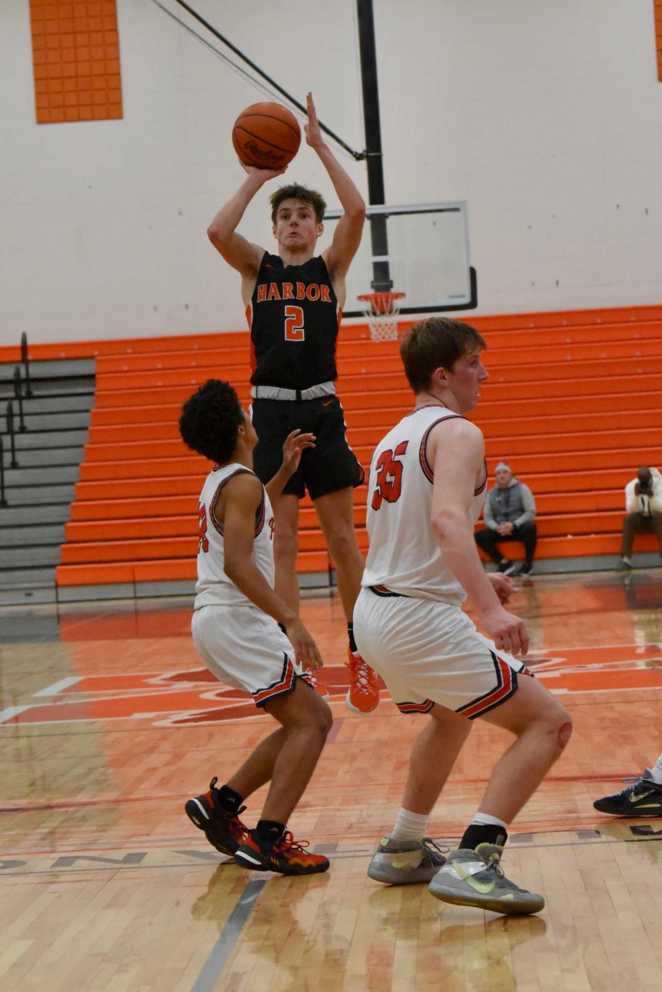Harbor Springs' Rider Bartel shoots against Livonia Franklin during a Northville holiday showcase boys basketball game Wednesday, Dec. 28, 2022.