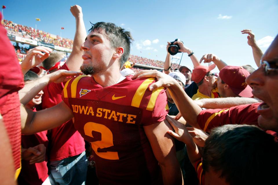 Iowa State quarterback Steele Jantz had four touchdowns in his first Cy-Hawk start, a 44-41 triple-overtime thriller that the Cyclones came out on top of.