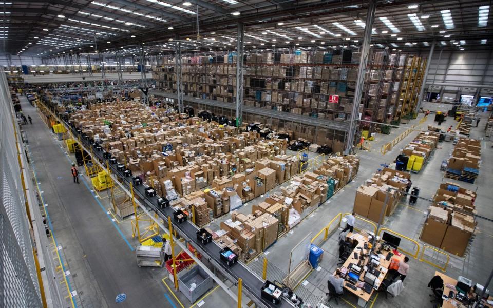 An Amazon warehouse in Peterborough UK 