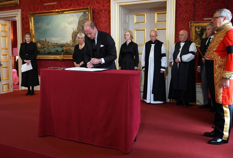 Prince of Wales signs the Proclamation of Accession of King Charles III,