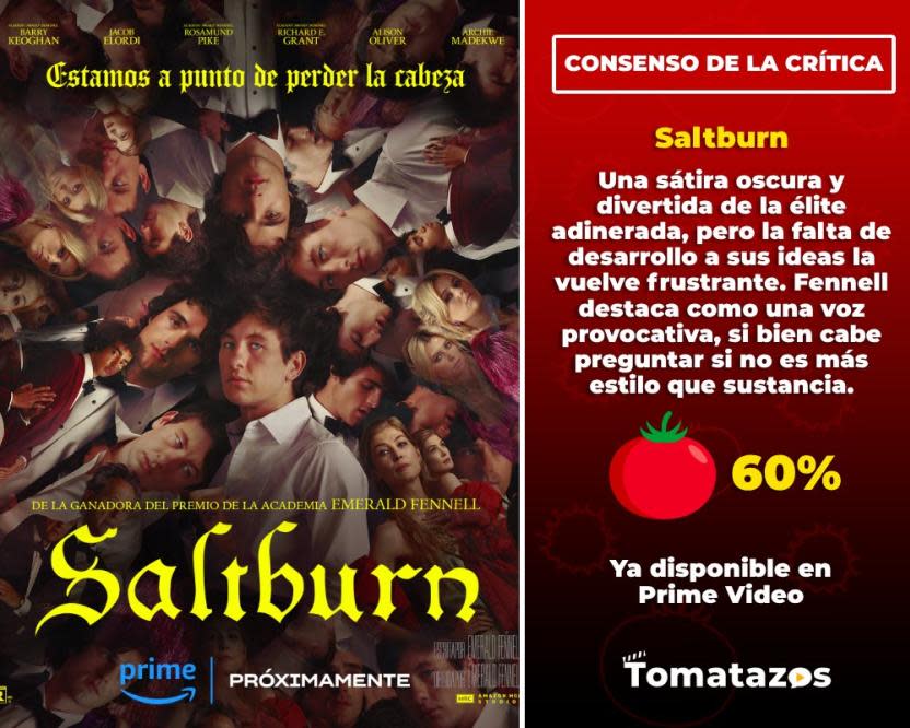 Calificación de la crítica de Saltburn (Crédito: Tomatazos)