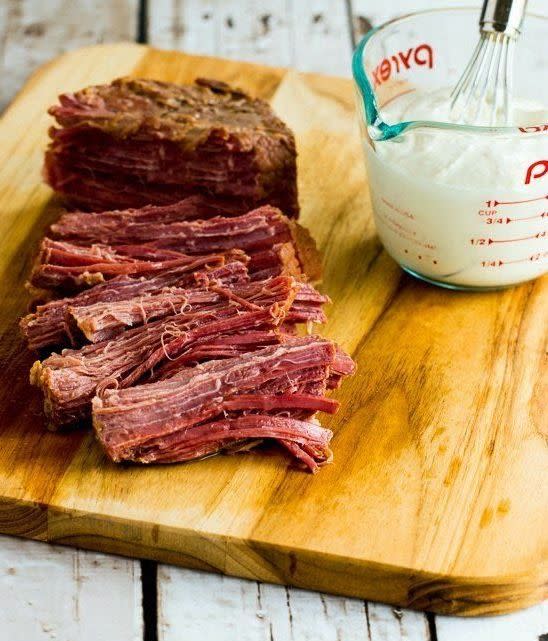 <strong>Get the <a href="http://www.kalynskitchen.com/2015/03/pressure-cooker-corned-beef-with-horseradish-sauce.html">Pressure Cooker Corned Beef with Creamy Horseradish Sauce recipe</a>&nbsp;from Kalyn's Kitchen</strong>