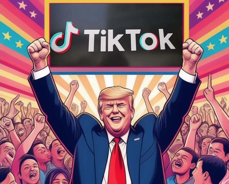 川普會是挽救TikTok(抖音)的救世主嗎？(AI合成圖)