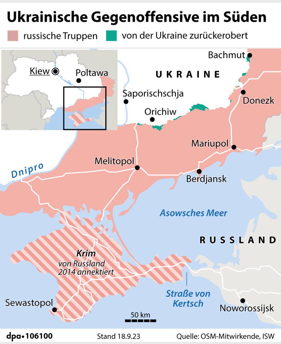 "Lage in der Südukraine" Grafik: P. Massow, Redaktion: A. Brühl