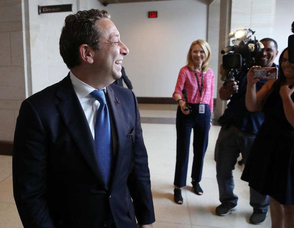 Felix Sater leaves during a break in his testimony before the House Select Intelligence Committee. (Photo: Mark Wilson/Getty Images)