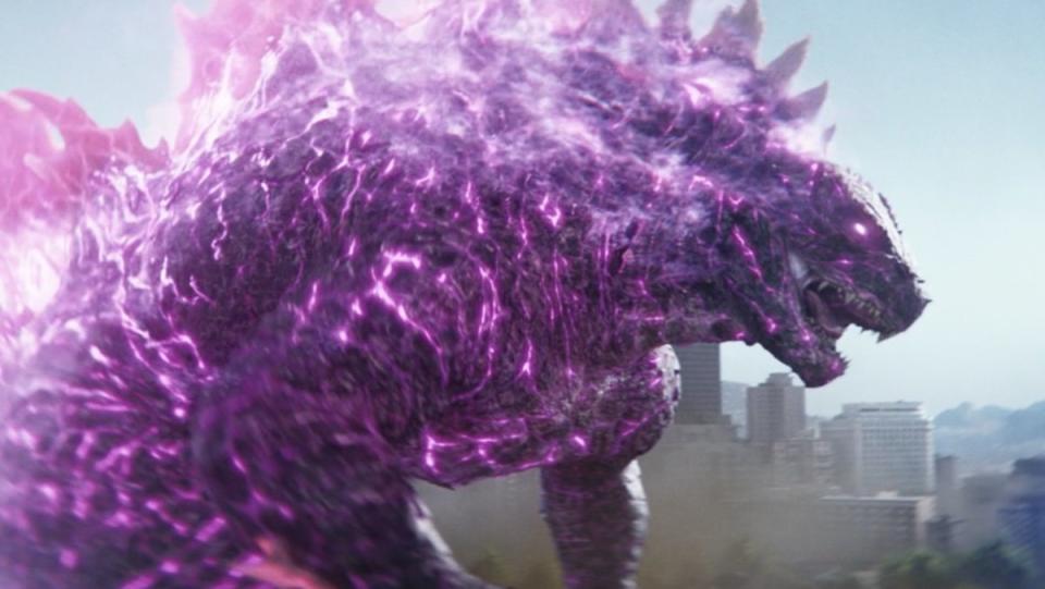 Godzilla charges up and glows pink in Godzilla X Kong: The New Empire
