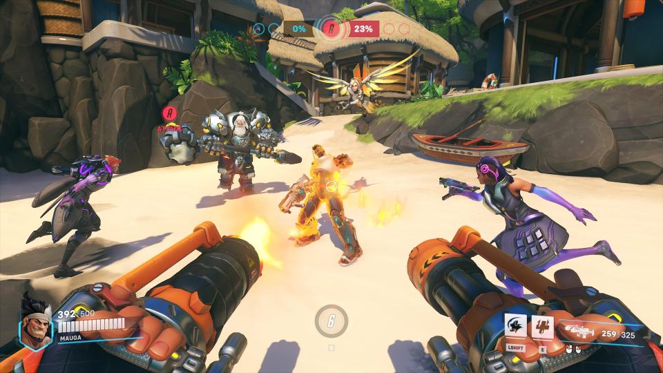 Overwatch 2 screenshot showing hero Mauga in combat