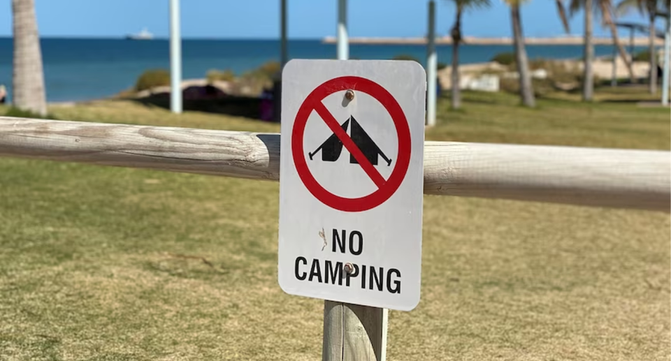 A 'no camping' sign at Exmouth in WA. 