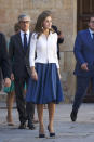 <p>Con este look la reina Letizia mostró nuevamente que es una de las famosas mejor vestidas del mundo/Getty Images </p>