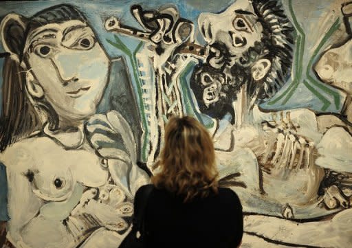 "L'Aubade" by Pablo Picasso is on display at Sotheby's during a preview of their Impressionist and Modern Art sale in New York on October 28. Christie's and Sotheby's hold their big autumn art sales in New York starting next week, with both houses looking to Pablo Picasso to excite a robust market