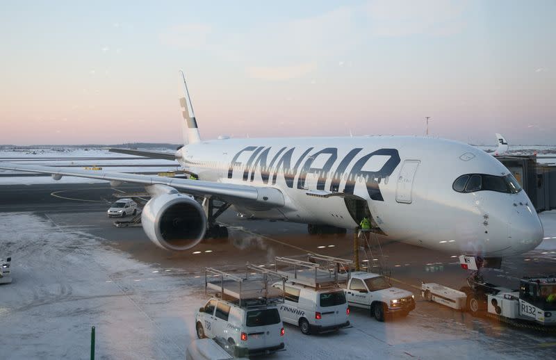 Finnair plane is seen on the tarmac at Helsinki-Vantaa airport in Vantaa