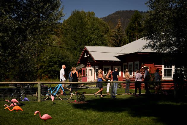 Voters arrive to cast ballots in Wilson, Wyoming, in Tuesday's primary. (Photo: Patrick T. Fallon/Getty Images)