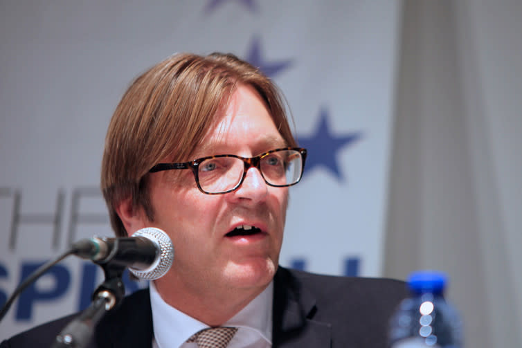 <span class="caption">Former Belgian PM, Guy Verhofstadt.</span> <span class="attribution"><a class="link " href="https://www.flickr.com/photos/aldegroup/10082707345/sizes/l" rel="nofollow noopener" target="_blank" data-ylk="slk:ALDEGroup/flickr.com;elm:context_link;itc:0;sec:content-canvas">ALDEGroup/flickr.com</a>, <a class="link " href="http://creativecommons.org/licenses/by-nd/4.0/" rel="nofollow noopener" target="_blank" data-ylk="slk:CC BY-ND;elm:context_link;itc:0;sec:content-canvas">CC BY-ND</a></span>