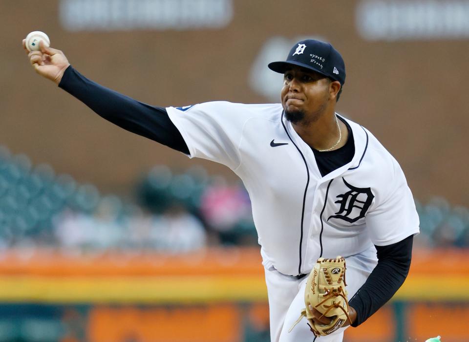 Tigers pitcher Rony Garcia delivers against the White Sox during the second inning on Monday, June 13, 2022, at Comerica Park.